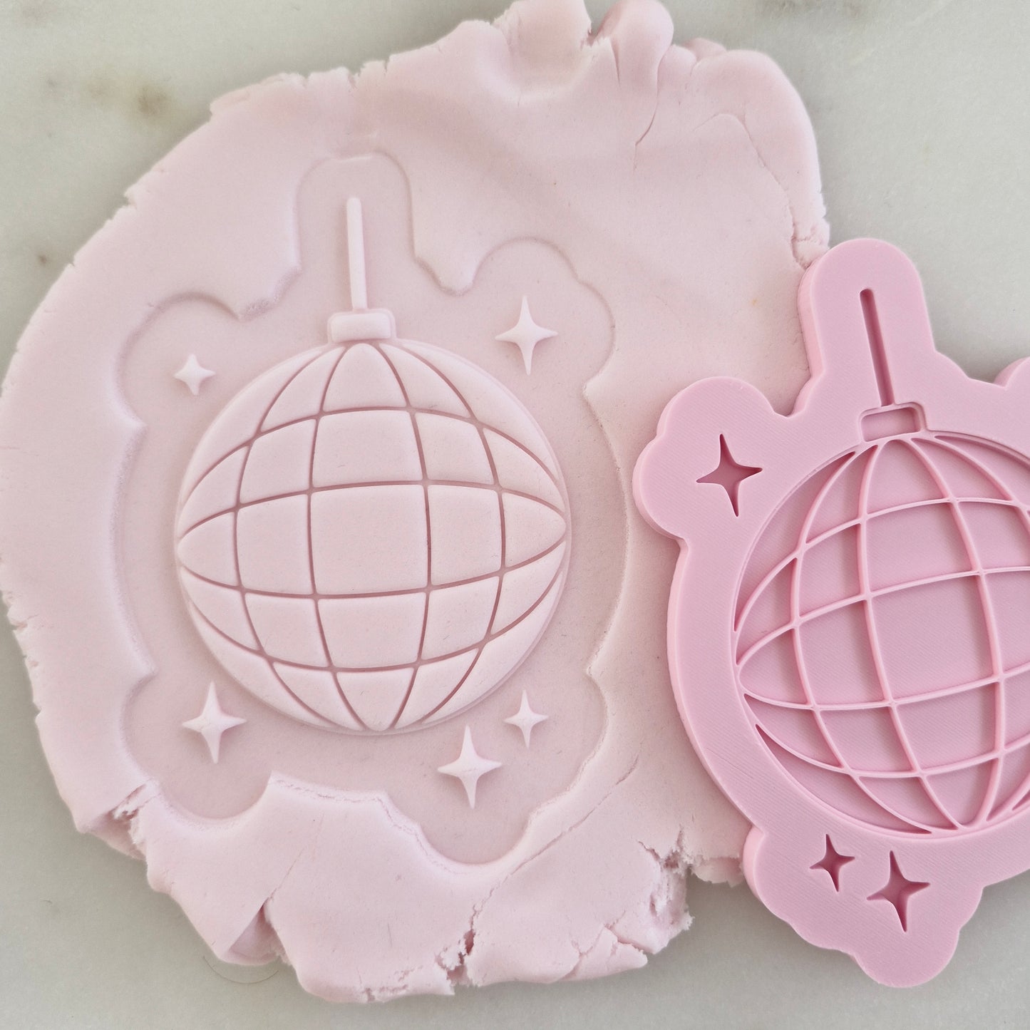 Disco Ball with Stars Cookie Cutter and Stamp