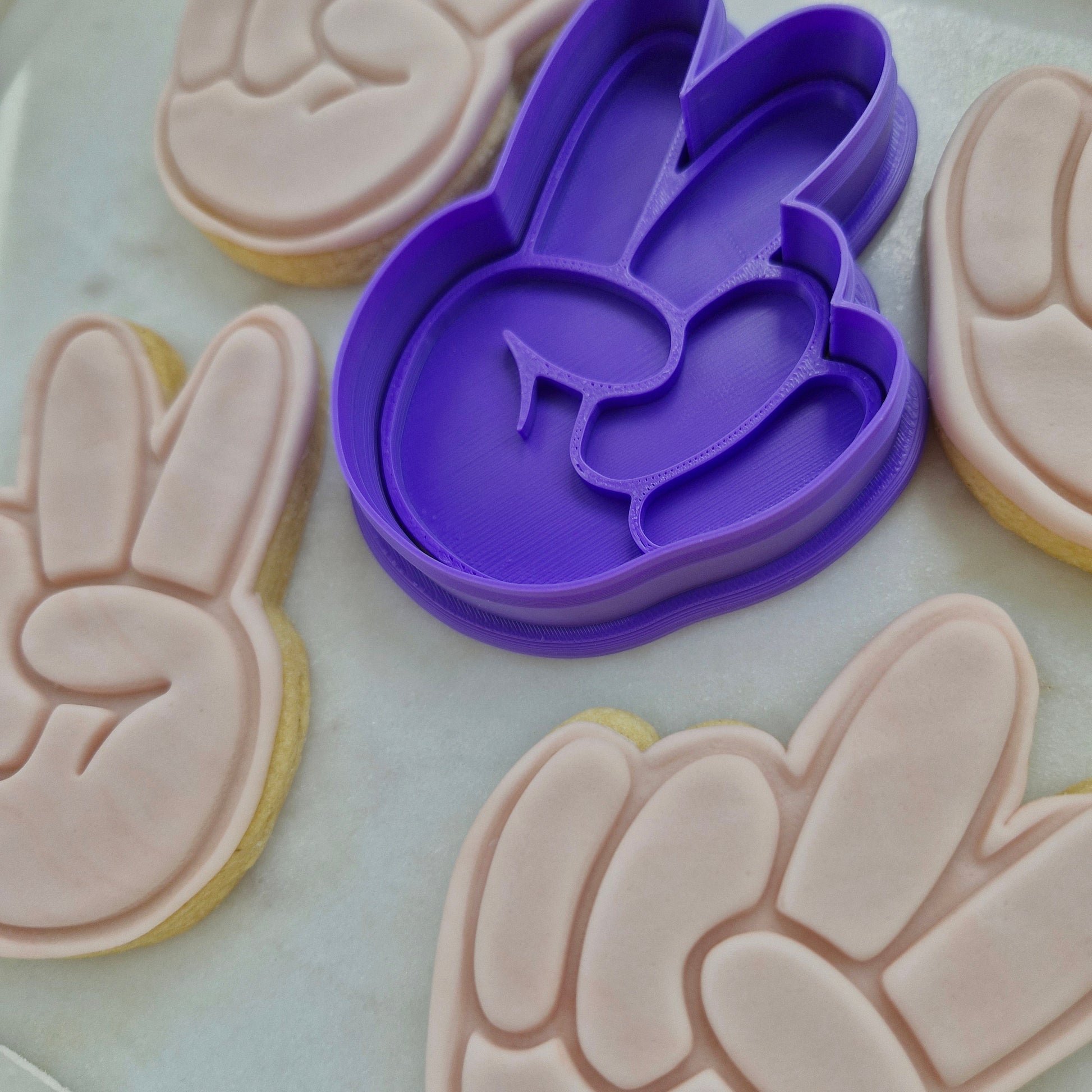 Peace Hand Sign Cookie Cutter and Stamp zoomed in
