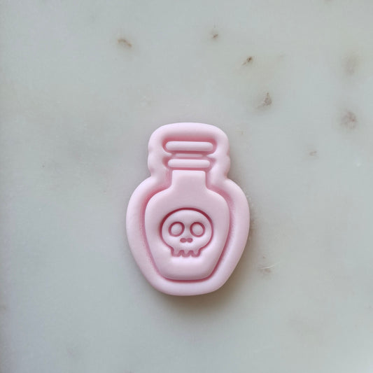 Poison Bottle Cookie Cutter and Stamp zoomed in
