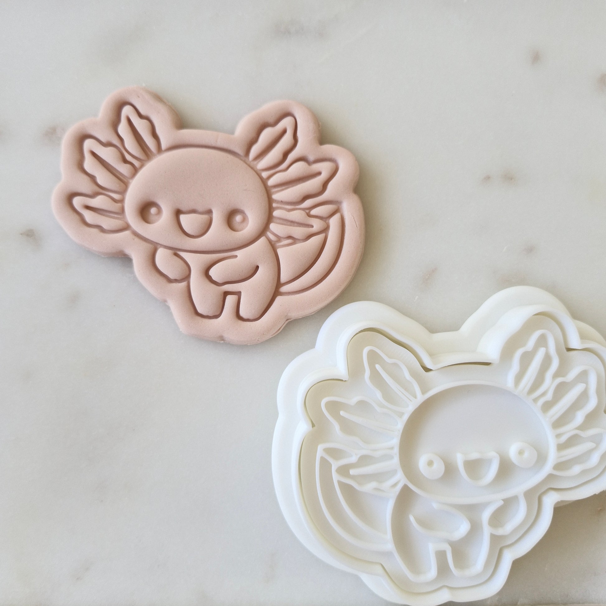 Happy Axolotl Cookie Cutter and Stamp zoomed out