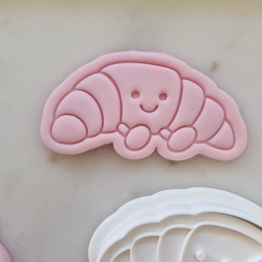 Croissant and Coffee Plush Cookie Cutter and Stamp Set CROISSANT Croissant Plush Cookie Cutter and Stamp