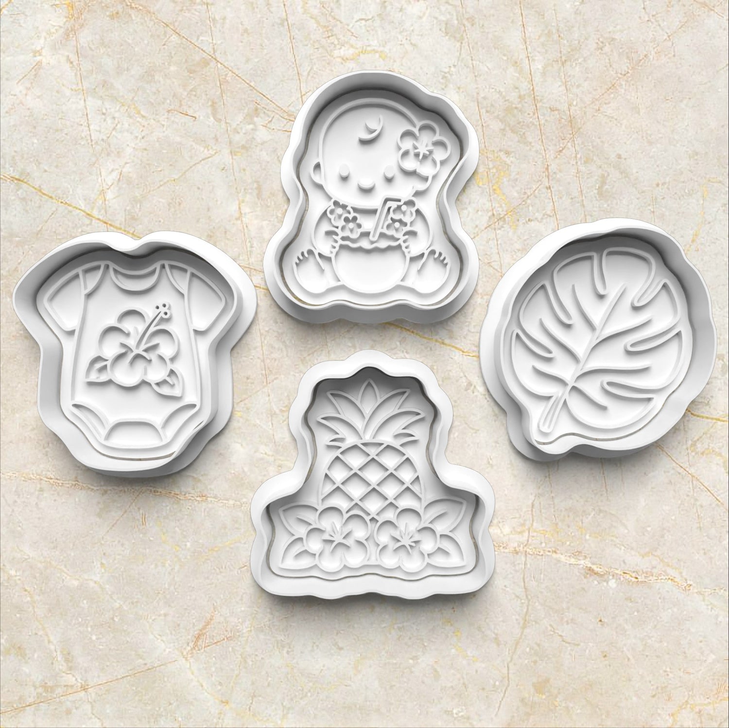 Hawaiian Baby Set Cookie Cutter and Stamp set