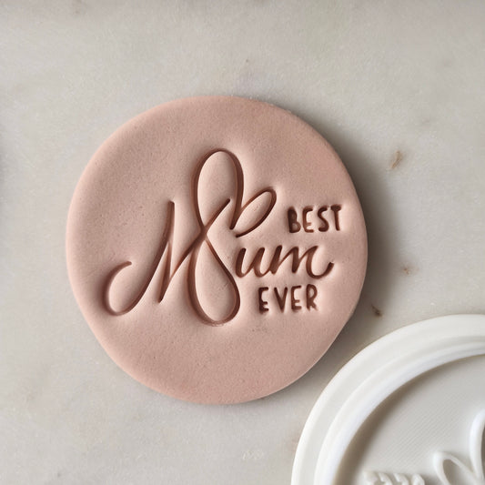 Best Mum Ever with Heart Cookie Cutter and Stamp zoomed in 
