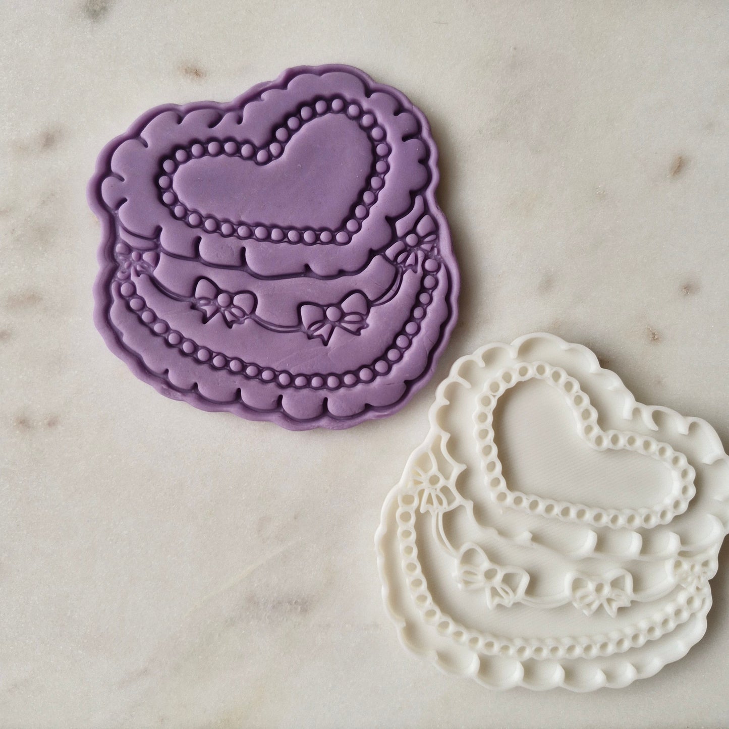 Vintage Heart Cake Cookie Cutter and Stamp zoomed out
