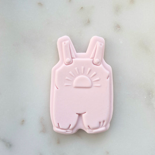 Baby Romper with Sun Cookie Cutter and Stamp zoomed in