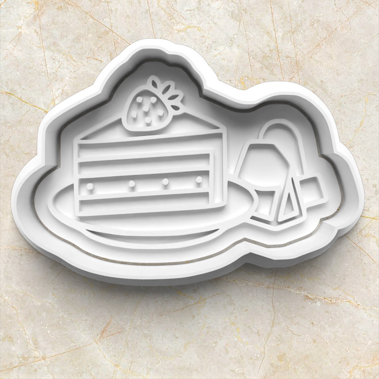 Tea Time Cookie Cutter and Stamp cake slice