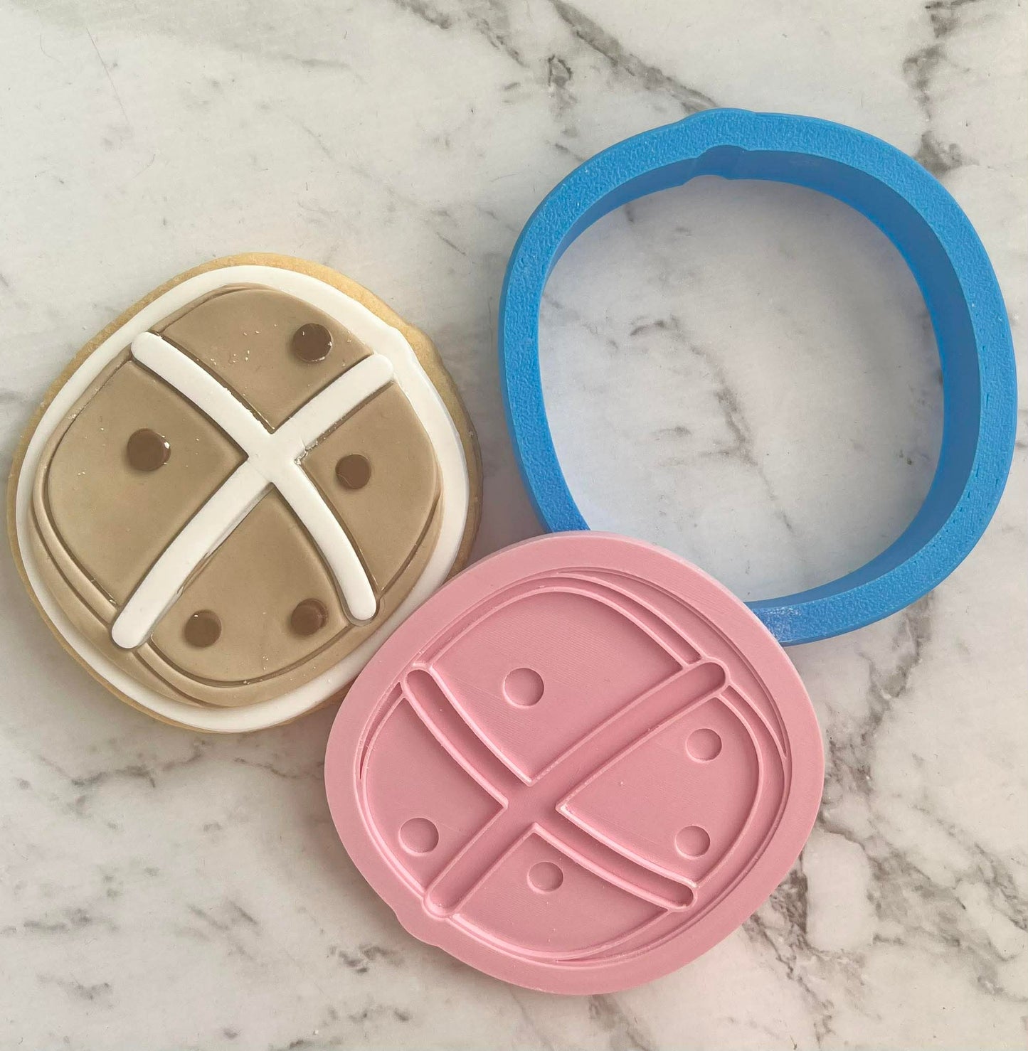 Hot Cross Bun, Cookie Cutter and Deboss Stamp