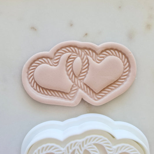 Coquette Cowgirl Set Cookie Cutter and Stamp intertwined heart ropes Intertwined Rope Hearts Cookie Cutter and Stamp