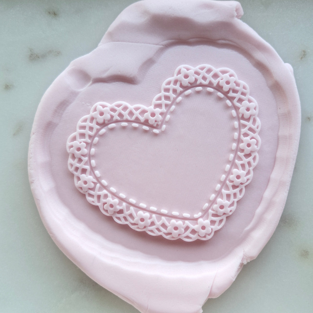 Lace Heart Frame Cookie Cutter and Deboss Stamp