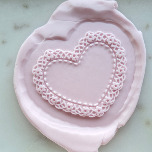 Lace Heart Frame Cookie Cutter and Deboss Stamp