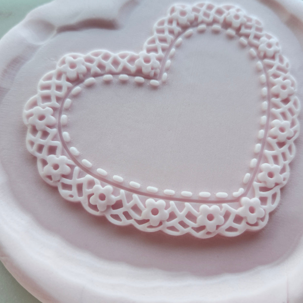 Lace Heart Frame Cookie Cutter and Deboss Stamp