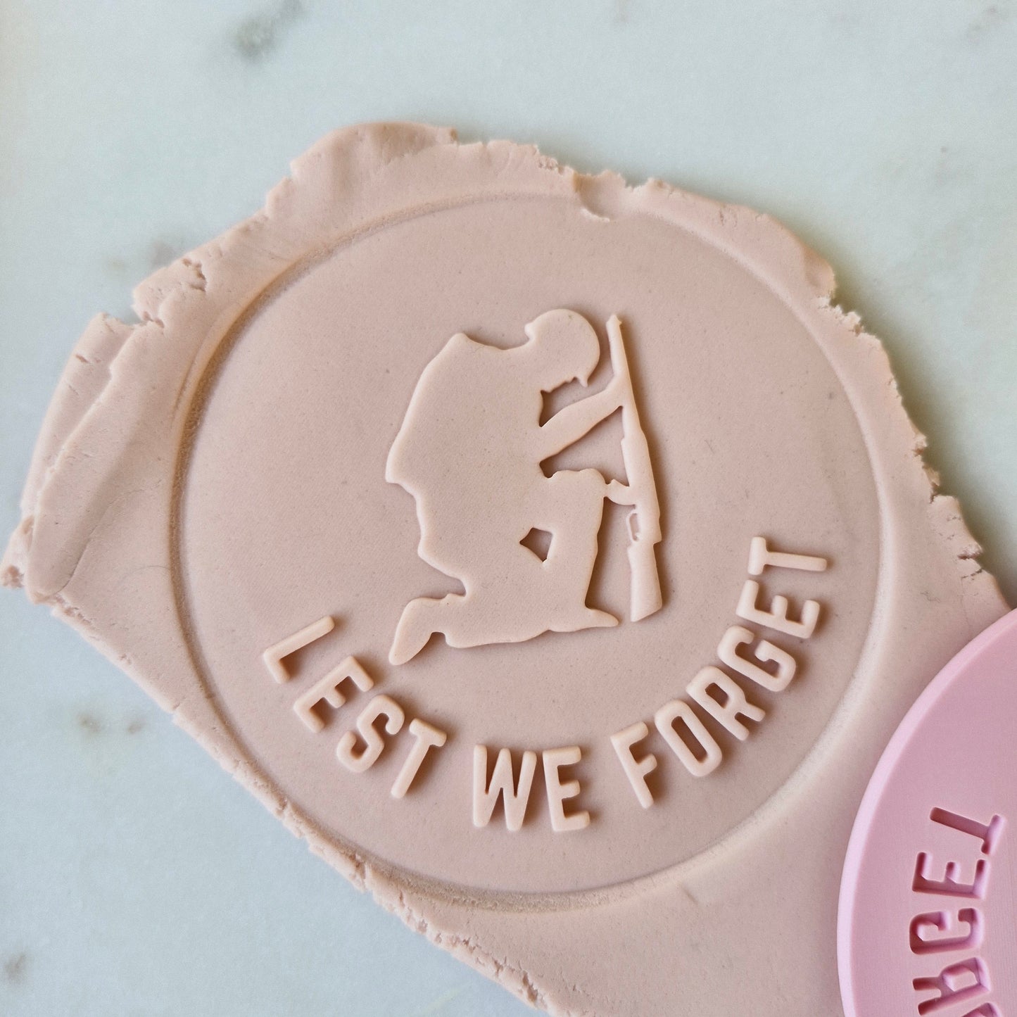 Lest We Forget Cookie Cutter and Deboss Stamp zoomed in 