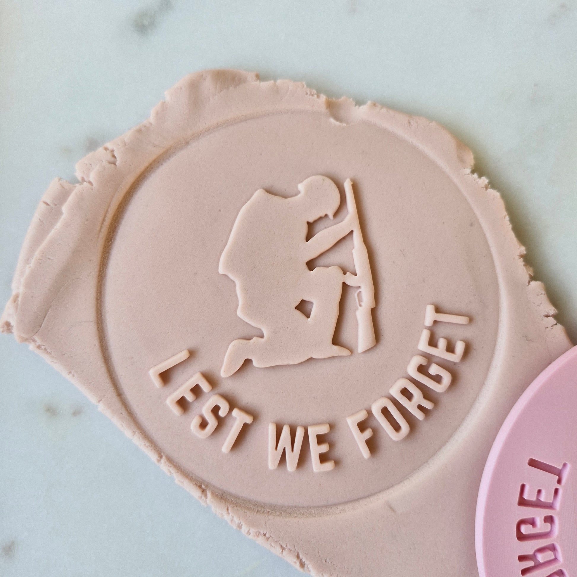 Lest We Forget Cookie Cutter and Deboss Stamp zoomed in 