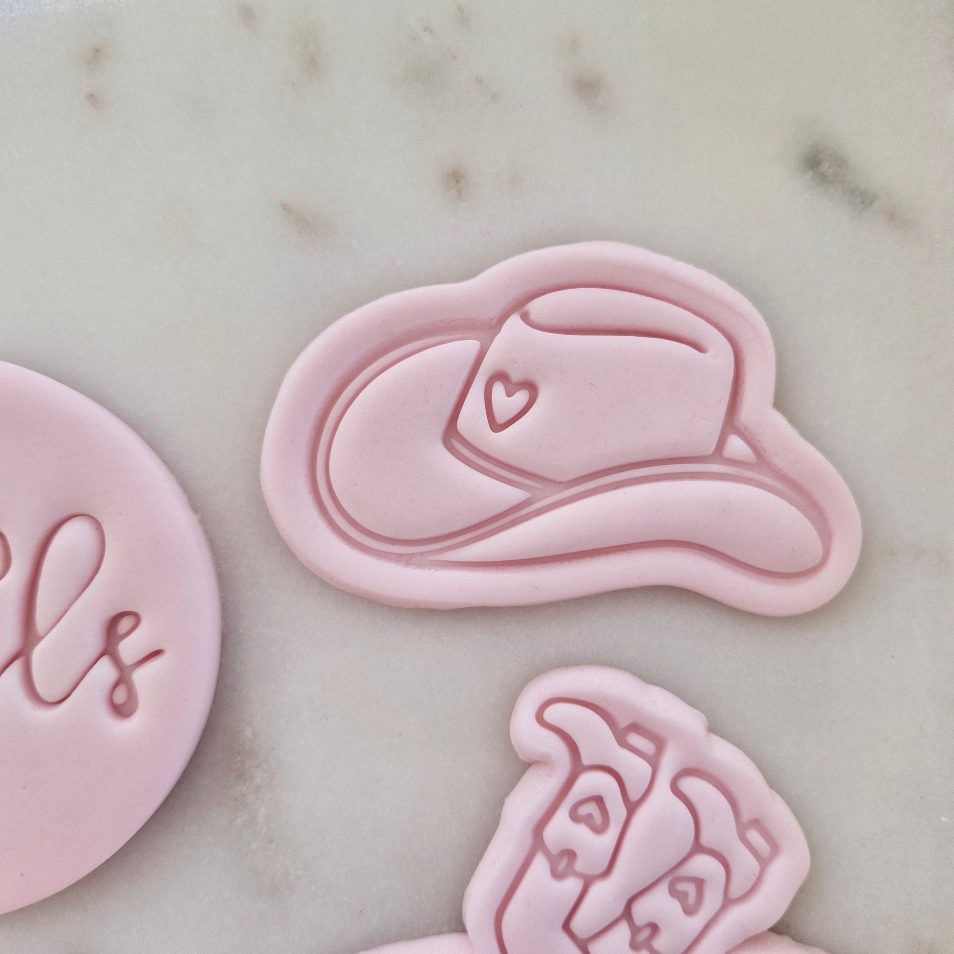 Let's Go Girls Set Cookie Cutter and Stamp cowgirl hat with heart Cowgirl Hat with Heart Cookie Cutter and Stamp 