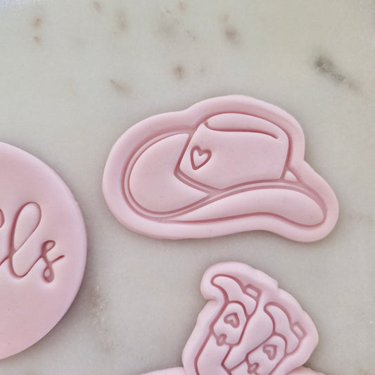 Let's Go Girls Set Cookie Cutter and Stamp cowgirl hat with heart Cowgirl Hat with Heart Cookie Cutter and Stamp 