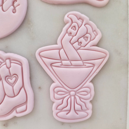 Let's Go Girls Set Cookie Cutter and Stamp cowgirl martini legs up Cowgirl Martini Drink Cookie Cutter and Stamp