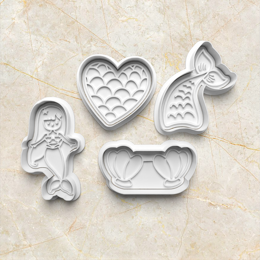 Mermaid Set Cookie Cutter And Stamp set