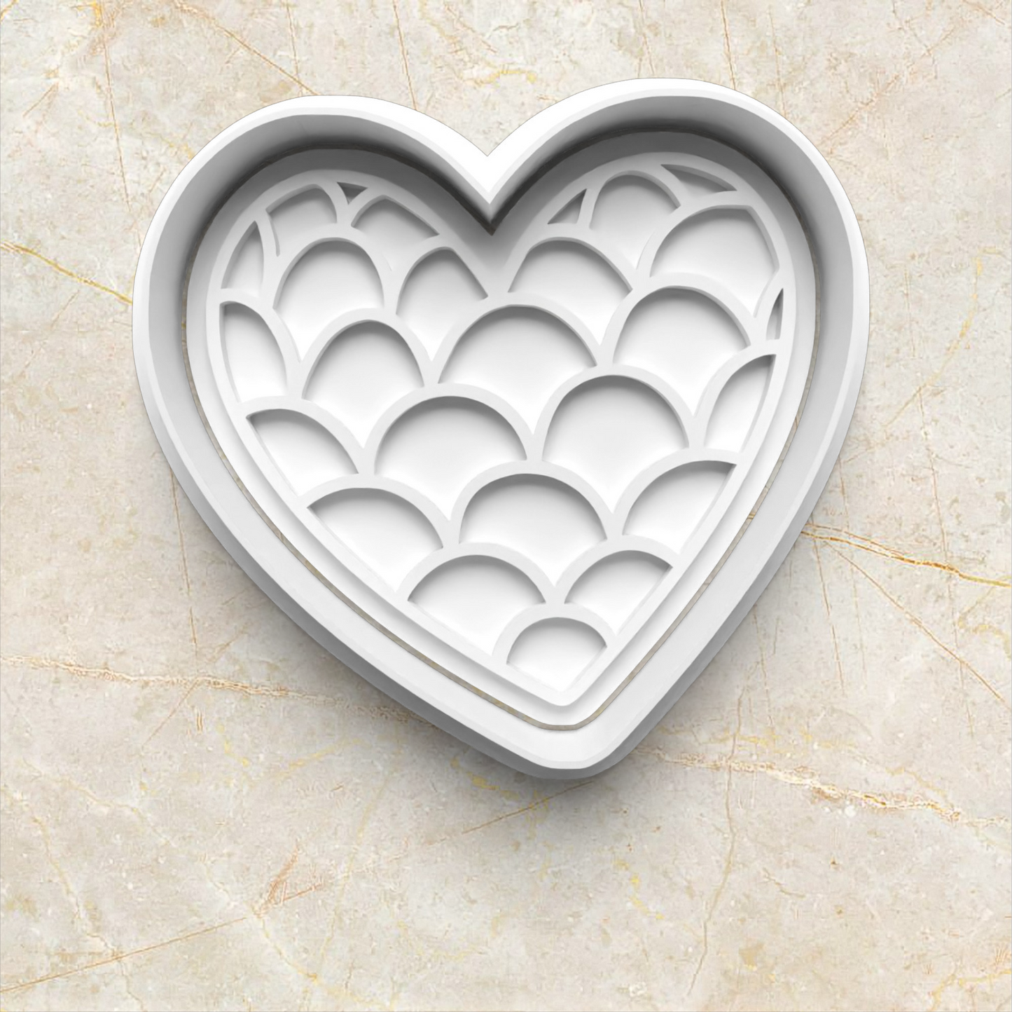 Mermaid Set Cookie Cutter And Stamp heart with fish scales