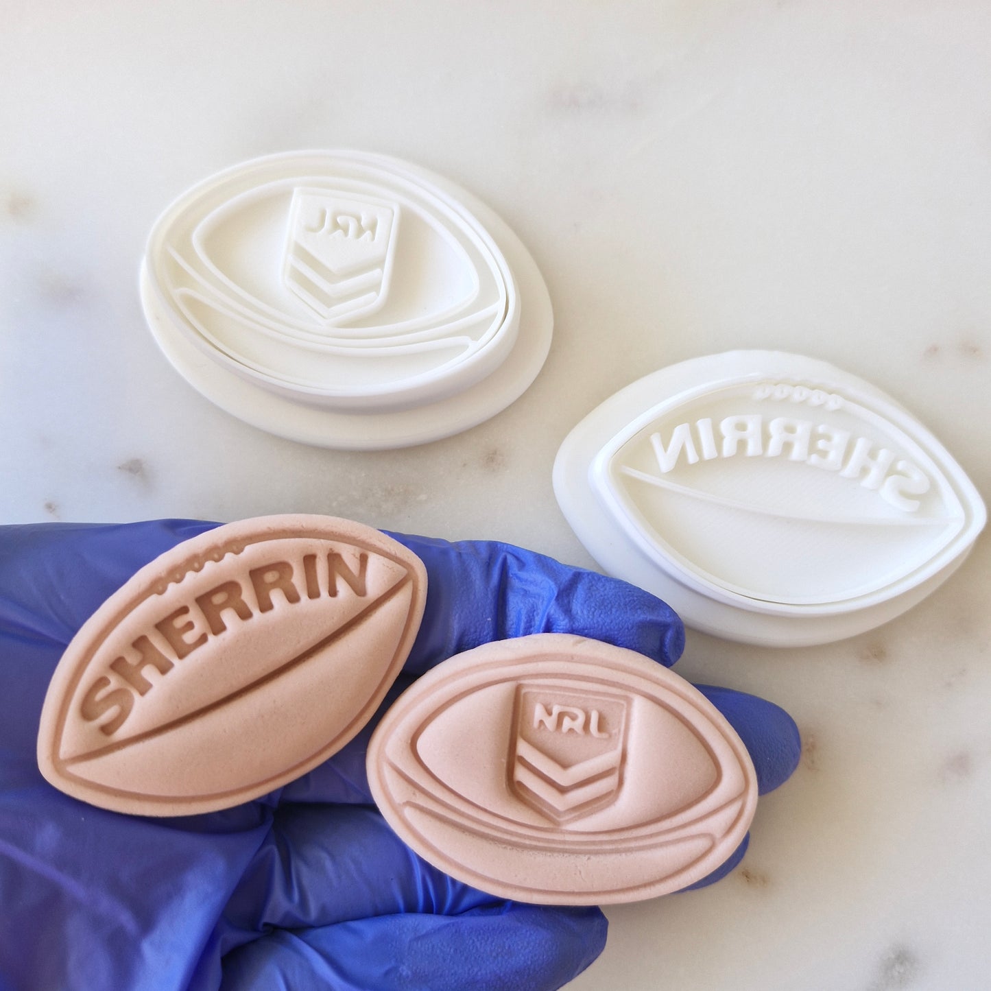Football Set Cookie Cutter and Stamp set of 2