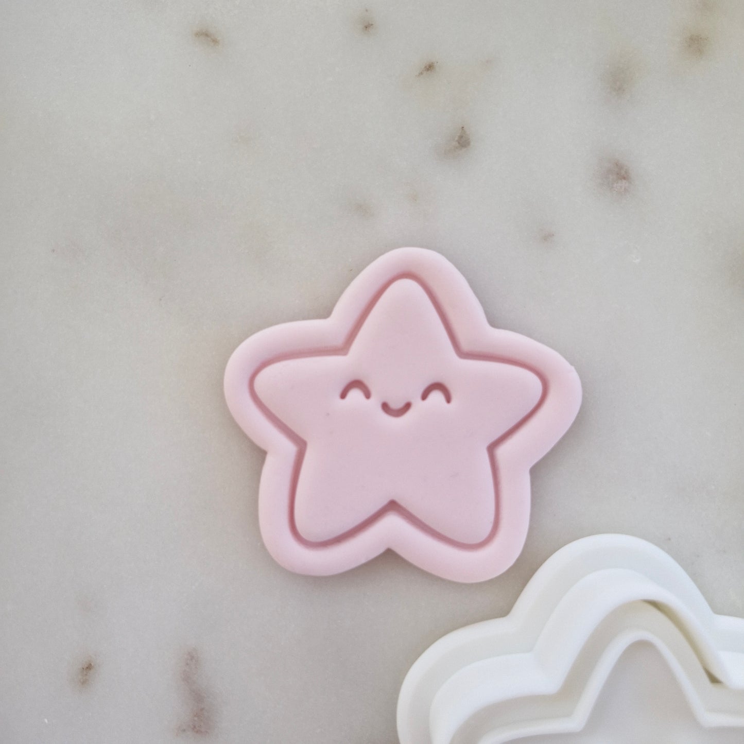 Happy Star Cookie Cutter and Stamp zoomed in