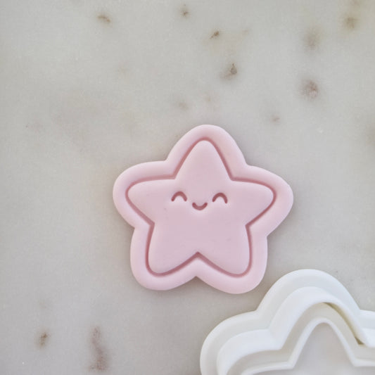 Happy Star Cookie Cutter and Stamp zoomed in