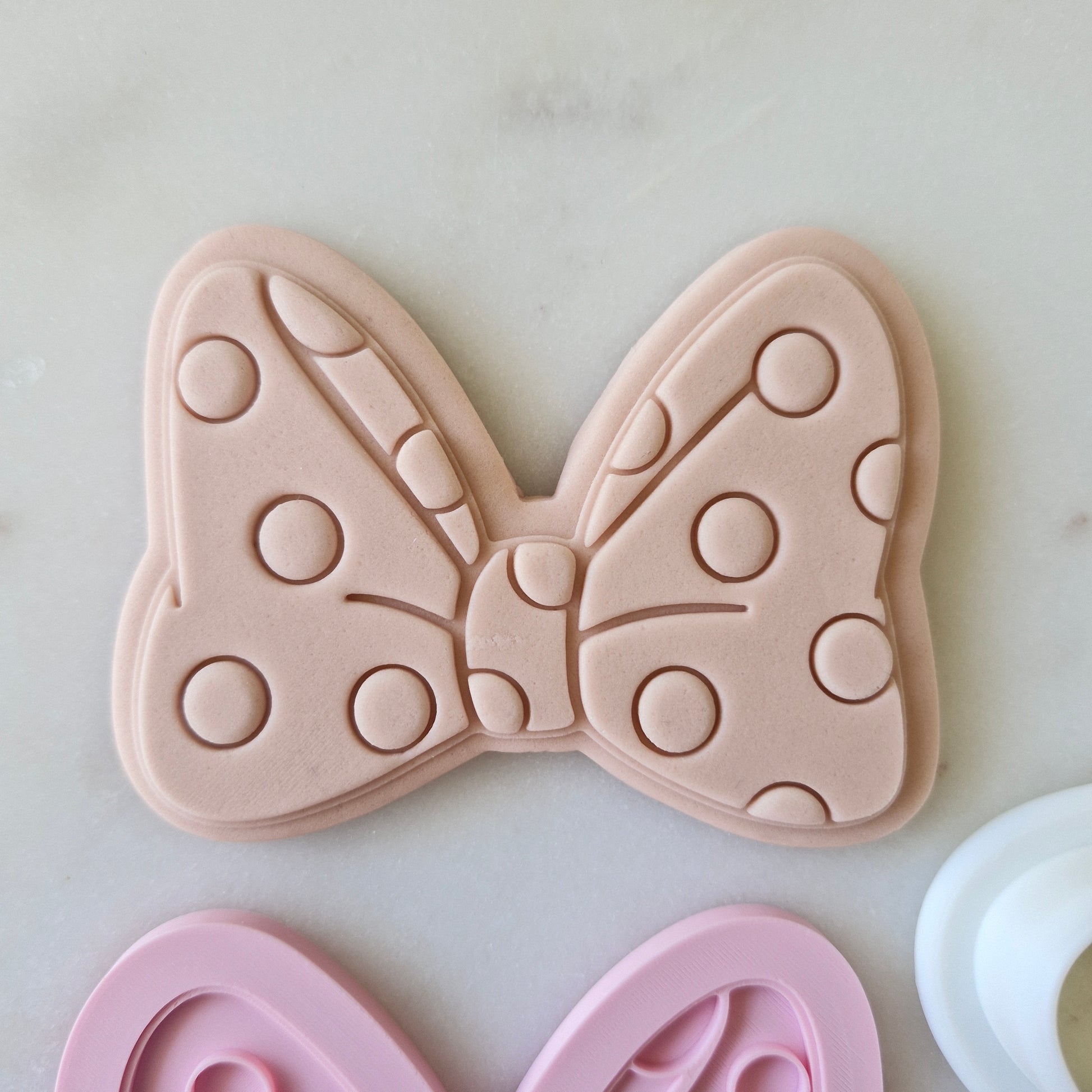Polka Dots Bow Cookie Cutter and Stamp zoomed in