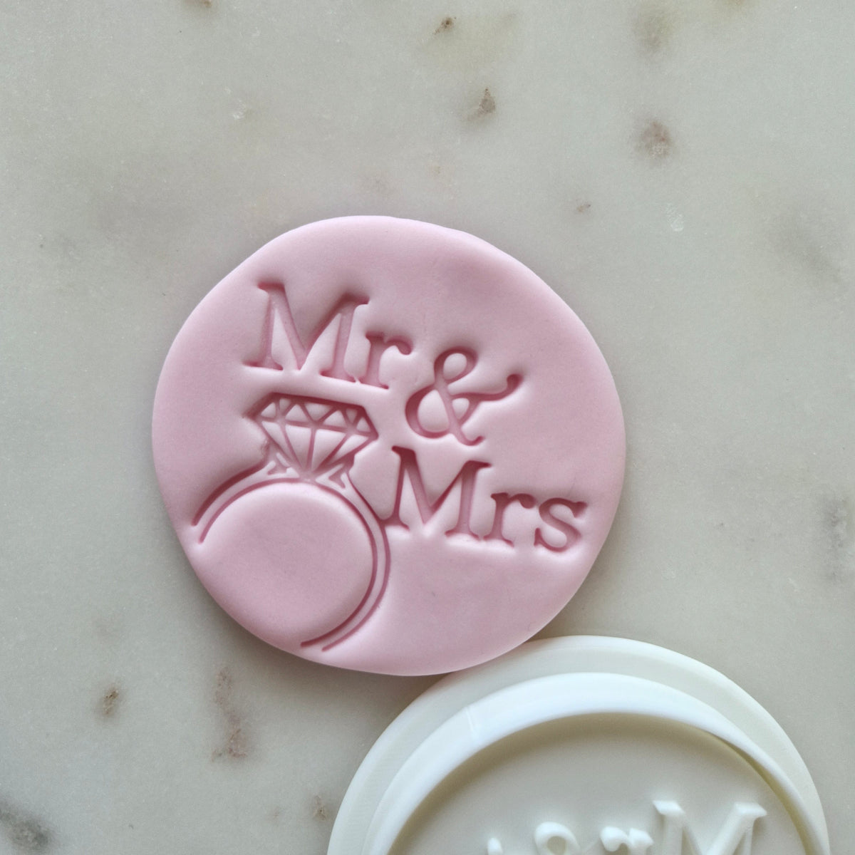 Mr and Mrs with Ring Cookie Cutter and Stamp zoomed in
