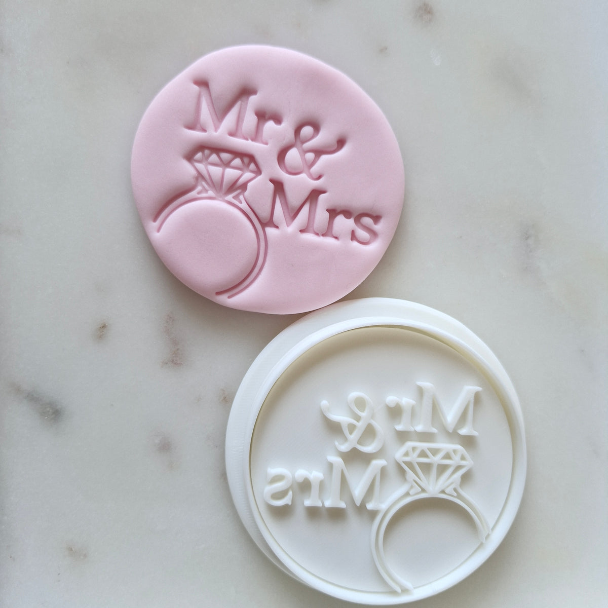 Mr and Mrs with Ring Cookie Cutter and Stamp zoomed out