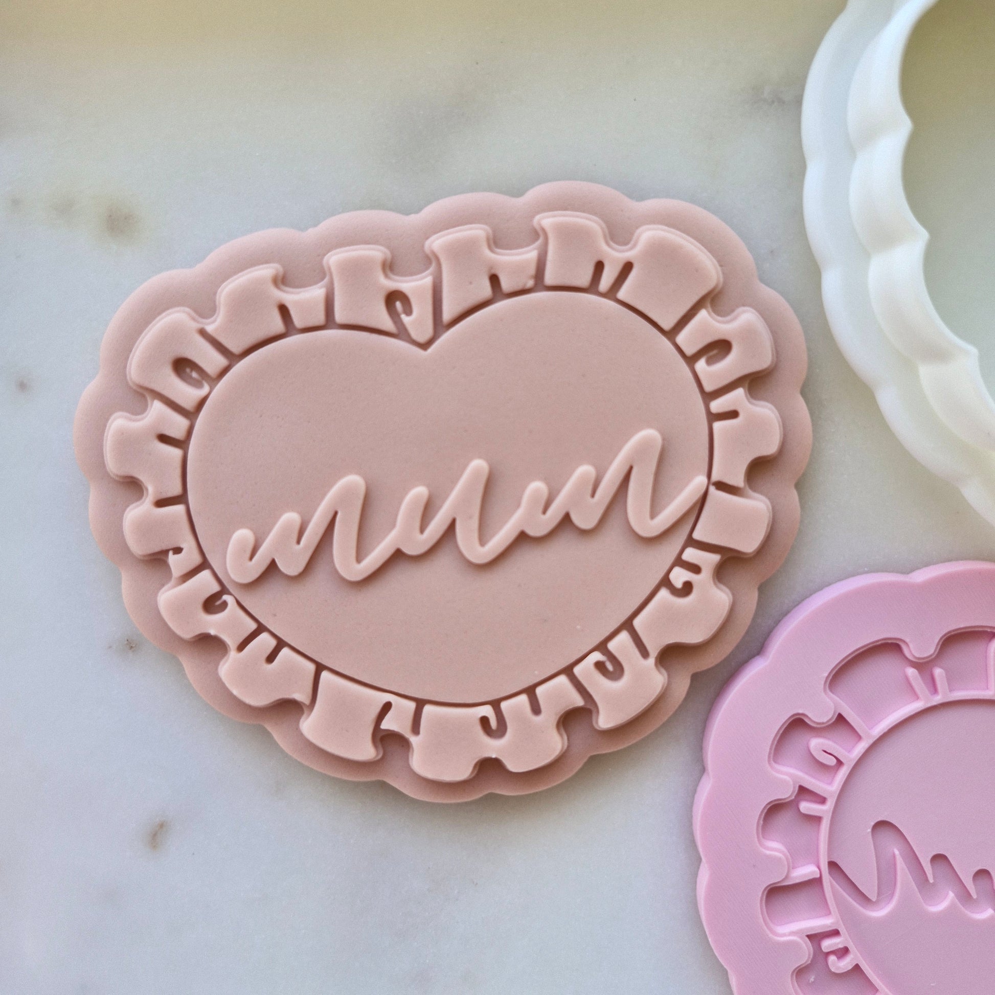 Mum in Heart Cookie Cutter and Deboss Stamp