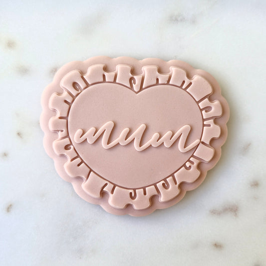 Mum in Heart Cookie Cutter and Deboss Stamp