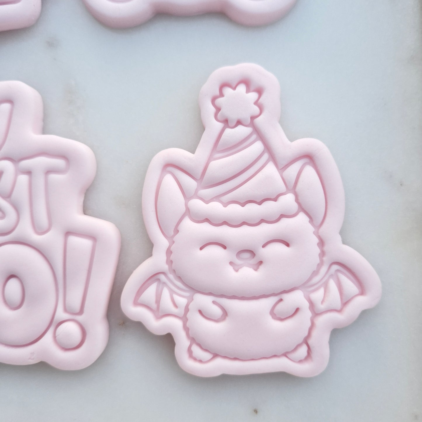 My First Boo Set Cookie Cutter and Stamp bat with birthday hat