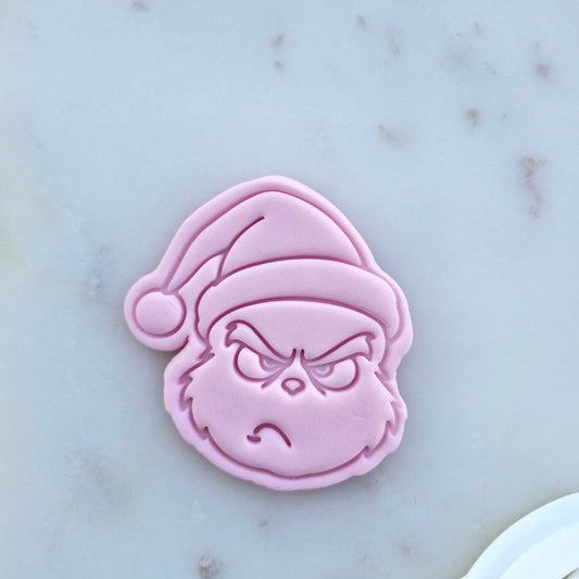 Naughty Christmas Set Cookie Cutter and Stamp head Cranky Christmas Head Cookie Cutter and Stamp zoomed in