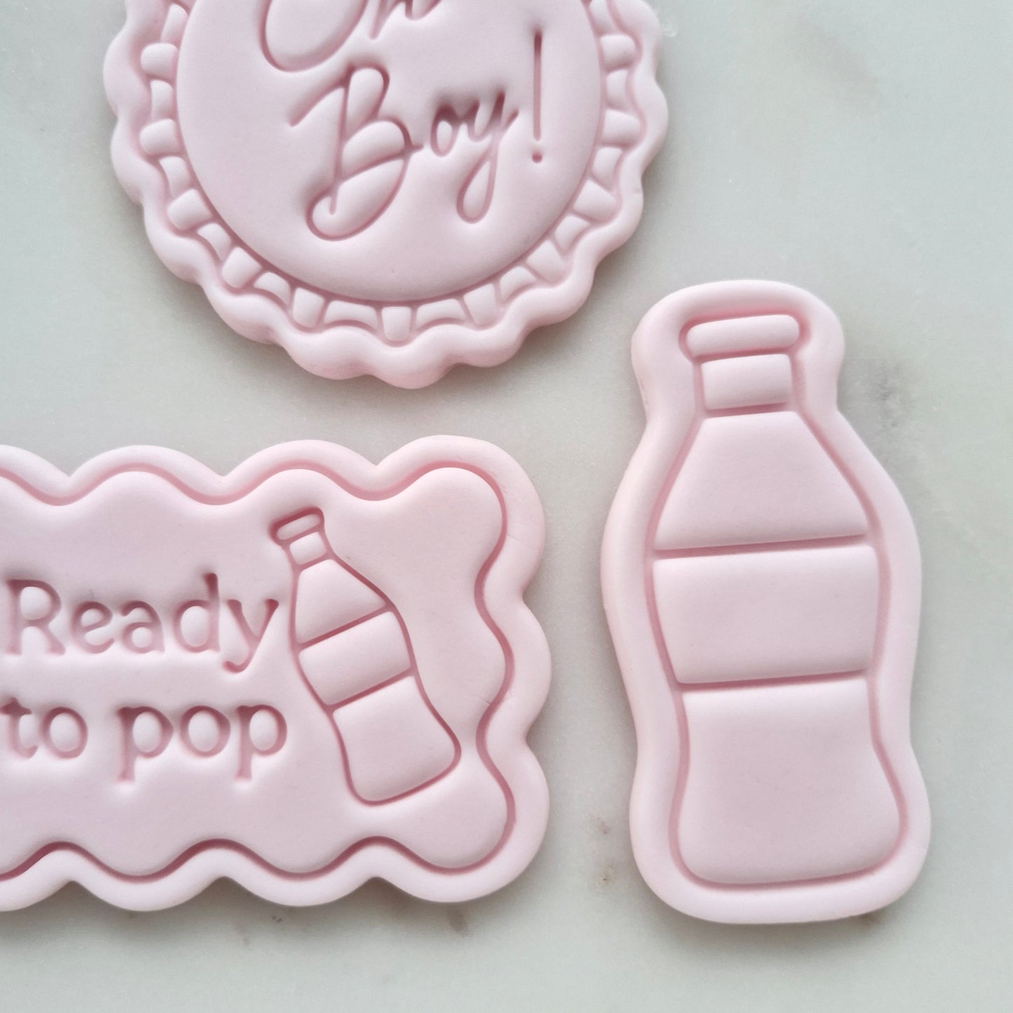 Oh Boy Ready to Pop Set Cookie Cutter and Stamp bottle Soda Bottle Cookie Cutter and Emboss Stamp