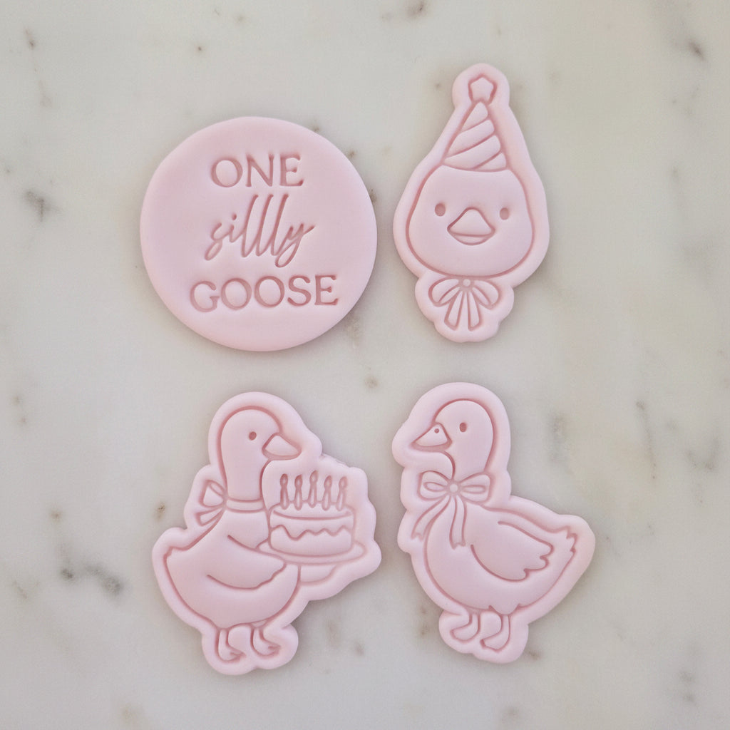 One Silly Goose Set Cookie Cutter and Stamp set of 4