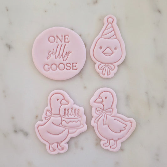 One Silly Goose Set Cookie Cutter and Stamp set of 4