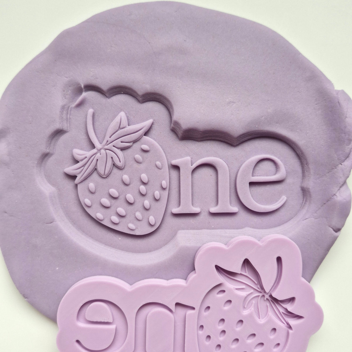 One with Strawberry Cookie Cutter and Deboss Stamp zoomed in