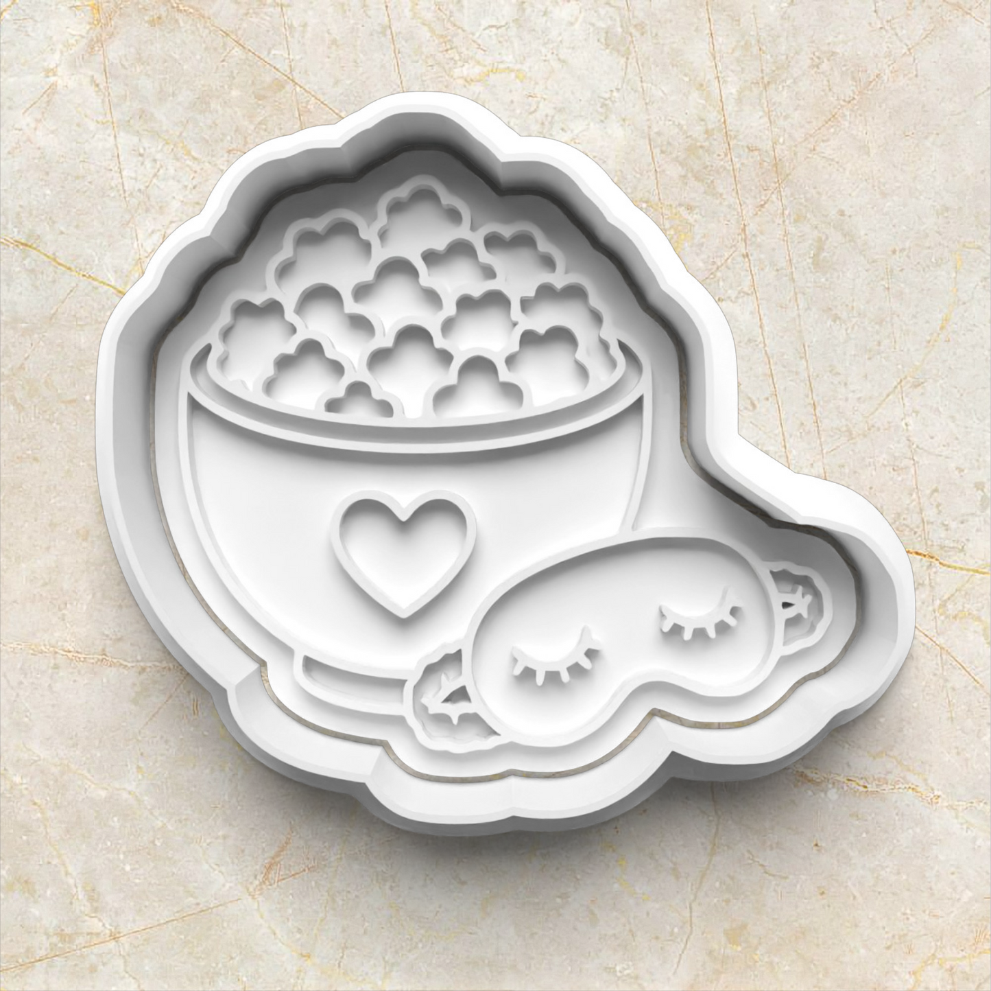 Pajama Party Cookie Cutter and Stamp popcorn