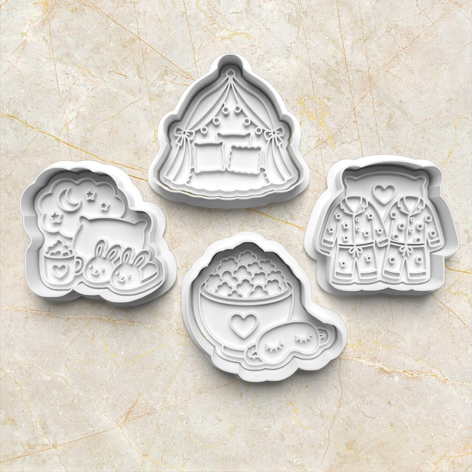 Pajama Party Cookie Cutter and Stamp SET