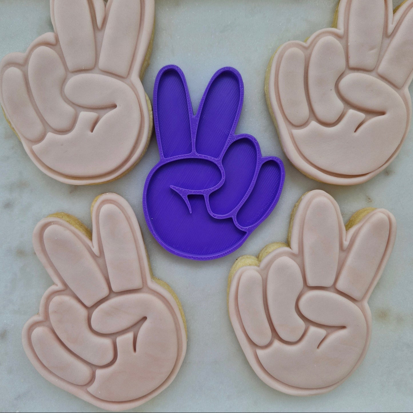 Peace Hand Sign Cookie Cutter and Stamp zoomed out