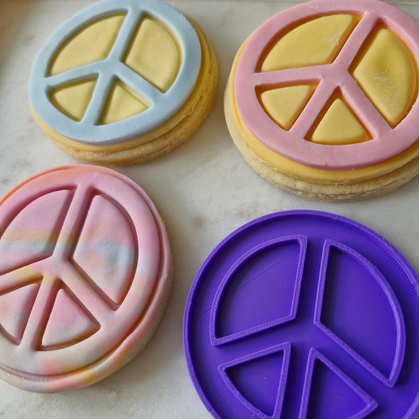 Peace Sign Cookie Cutter and Stamp zoomed in