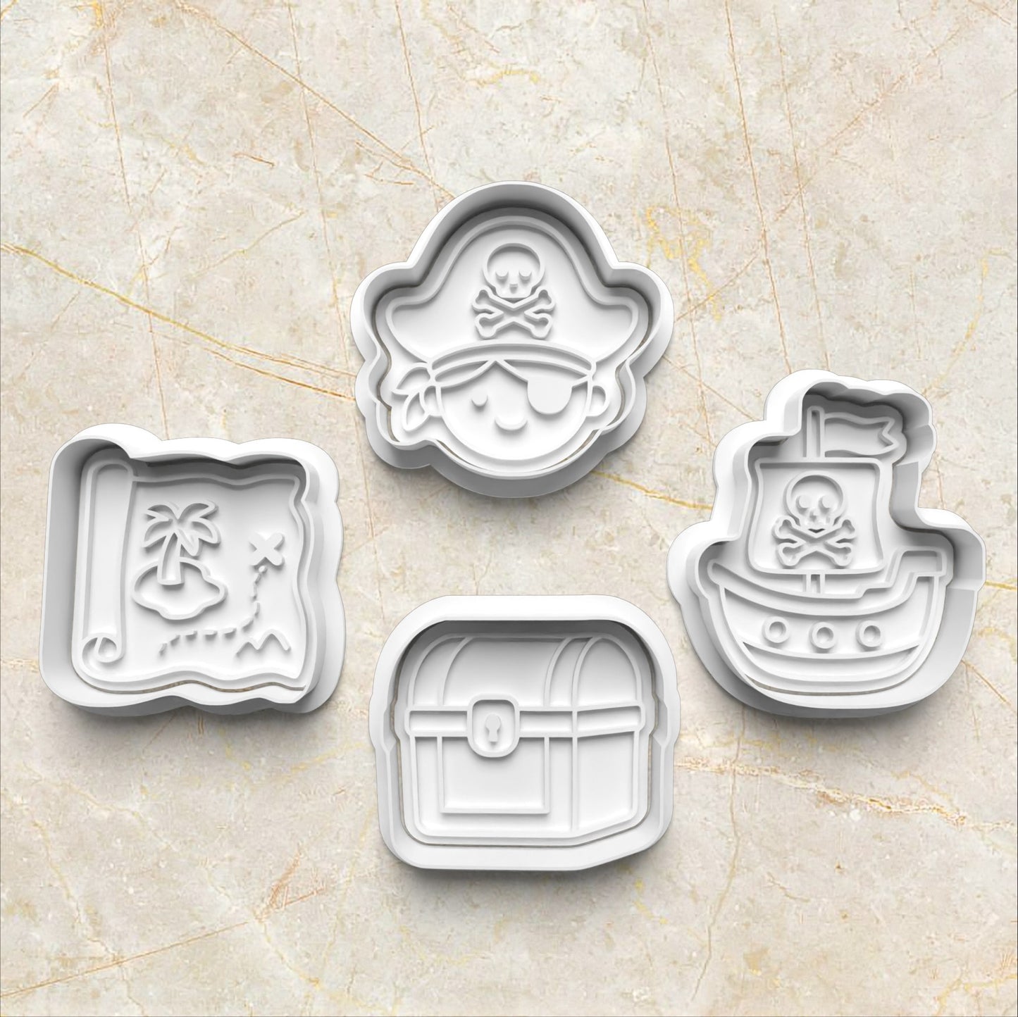 Pirate Set Cookie Cutter and Stamp set of 4