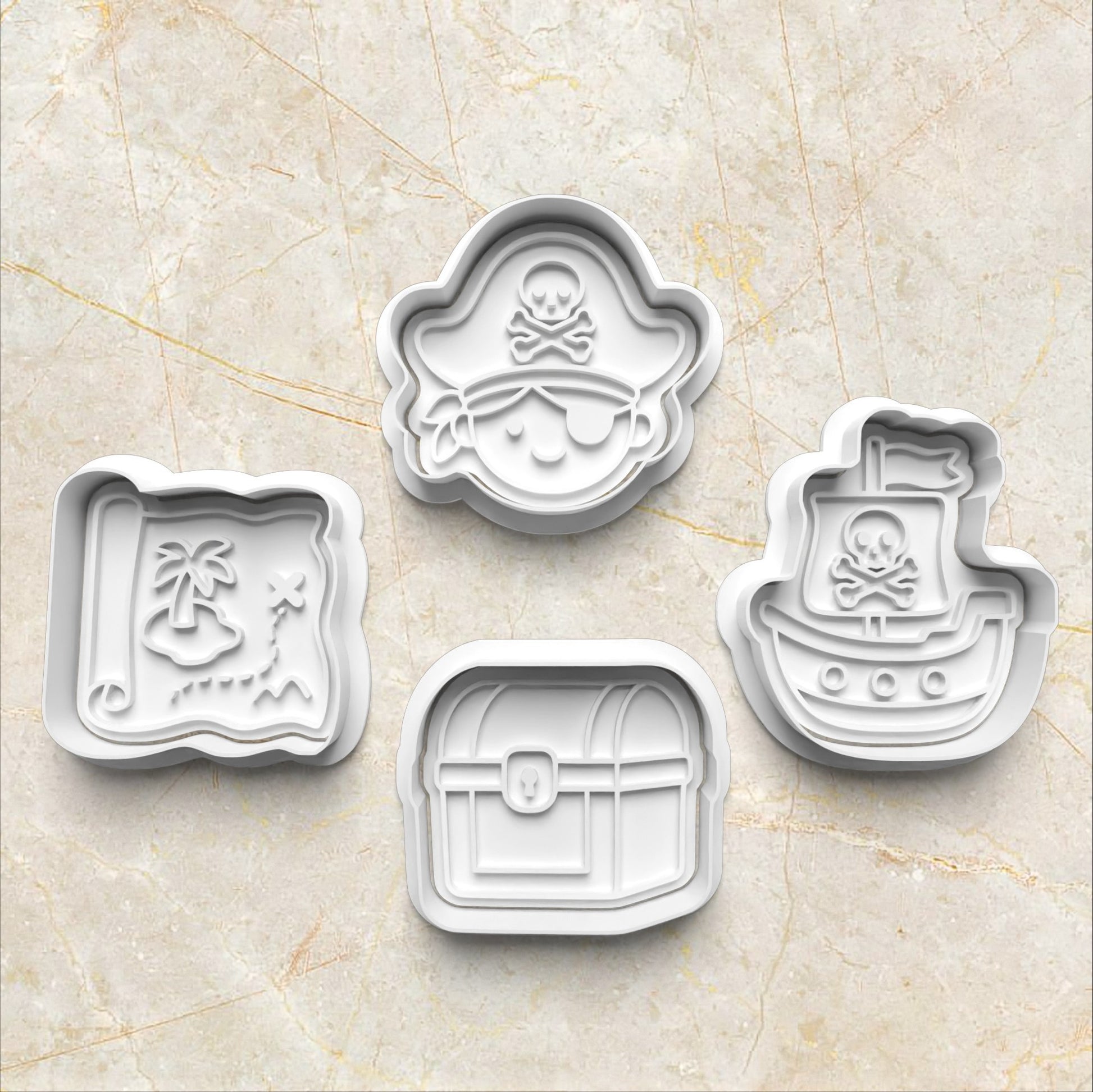 Pirate Set Cookie Cutter and Stamp set of 4