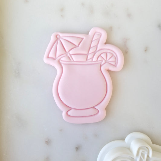 Pool Party Set Cookie Cutter and Stamp cocktail drink with umbrella and lemon