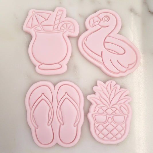 Pool Party Set Cookie Cutter and Stamp set of 4