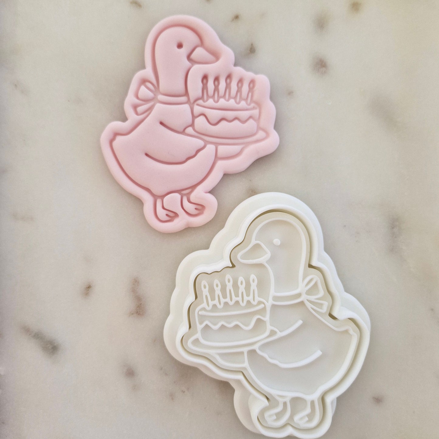 Silly Goose with Birthday Cake Cookie Cutter and Stamp