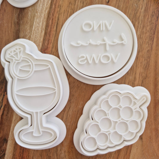 Sale Vino Before Vows Set Cookie Cutter and Stamp