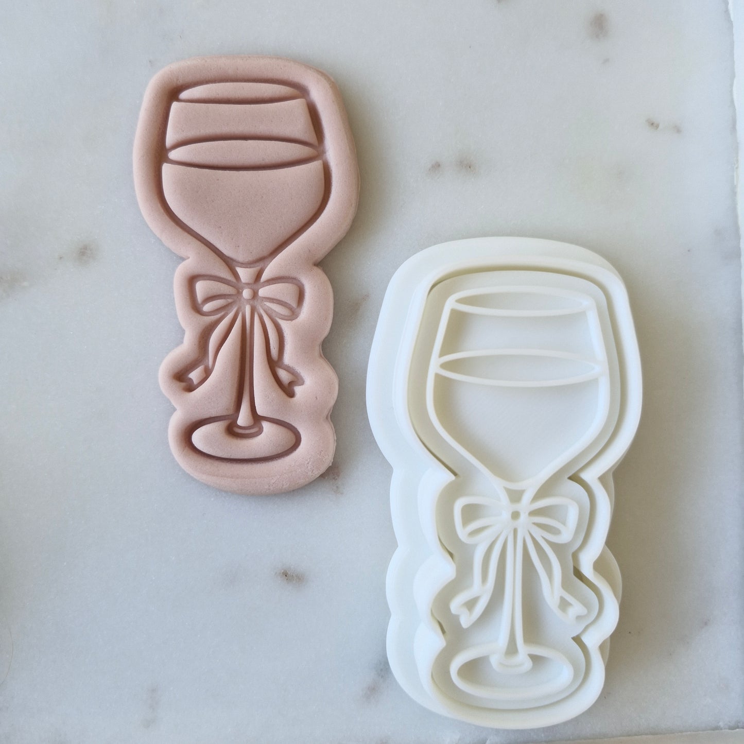 Champagne Bottle and Glass with Bow Cookie Cutter and Stamp Set