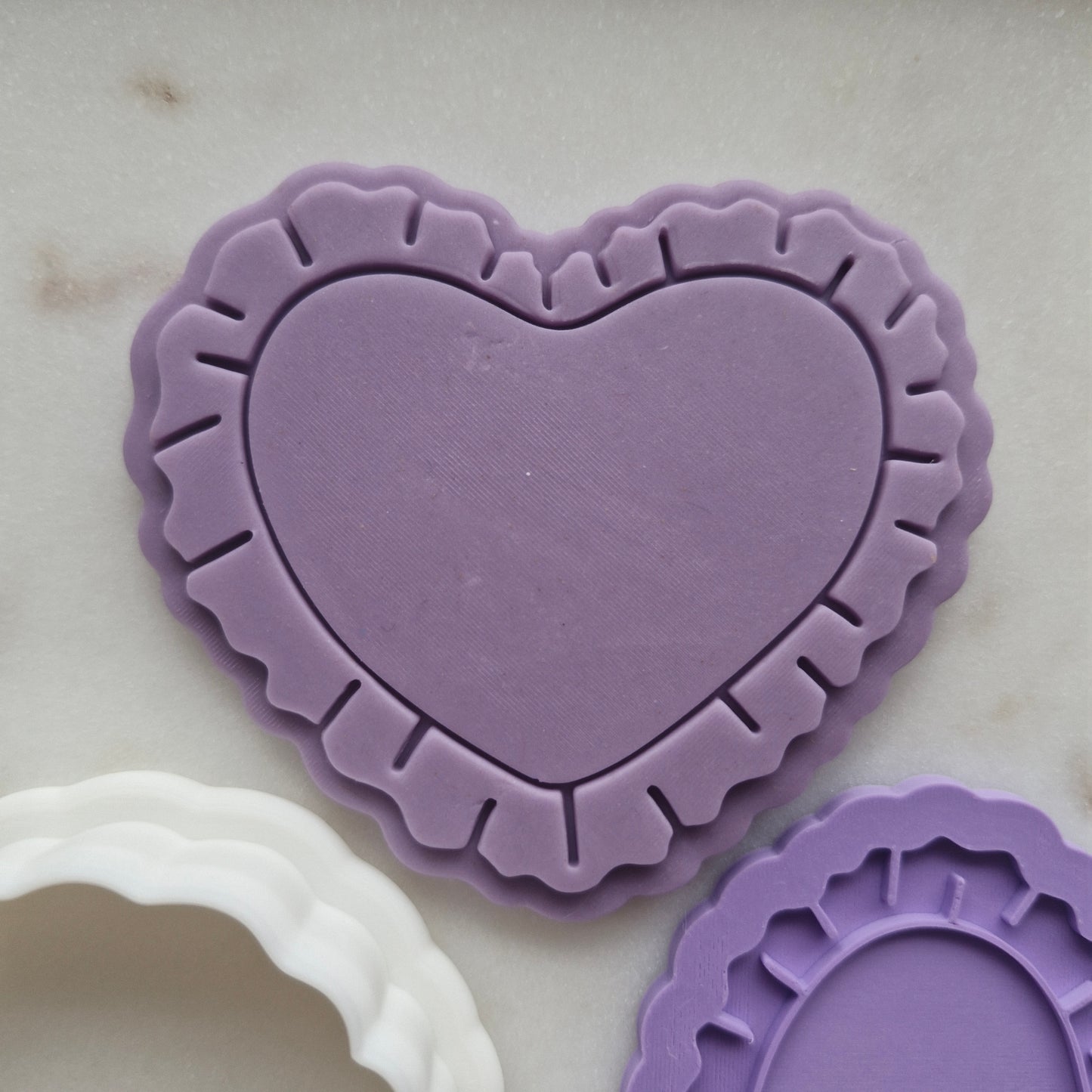 Heart with Frills Cookie Cutter and Deboss Stamp