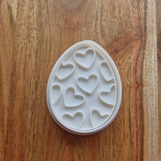 Egg with Hearts Cookie Cutter and Stamp
