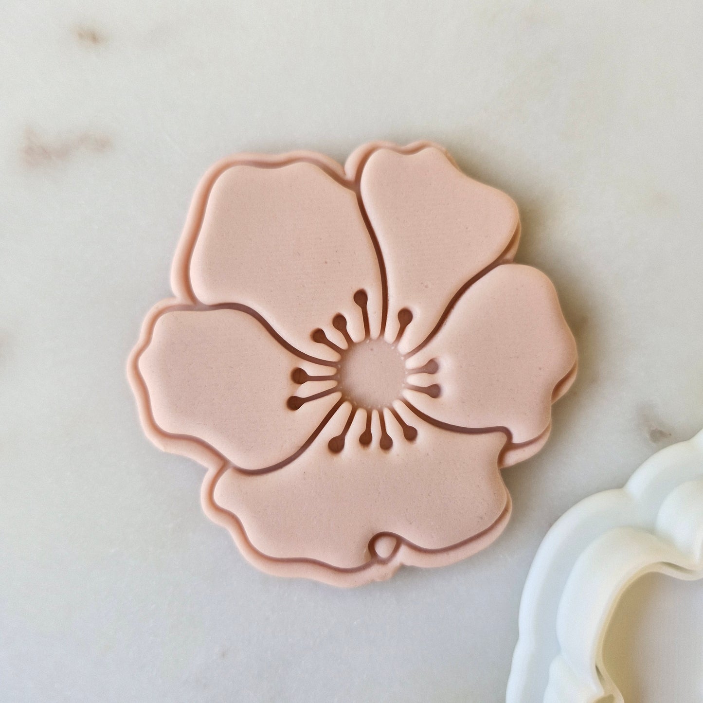 Poppy Cookie Cutter and Emboss Stamp  zoomed in